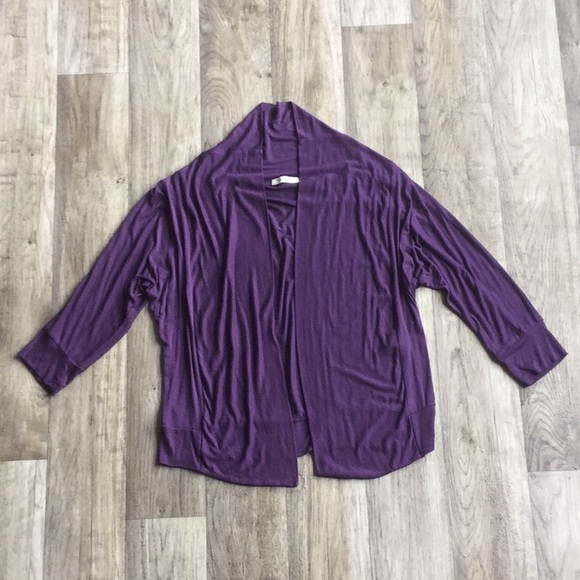 tea n rose - Open Front Cardigan - Purple - Picture 3 of 4